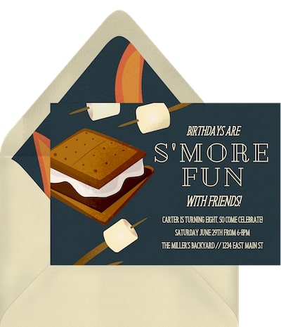 Fall birthday party ideas: S’more Fun! Invitation