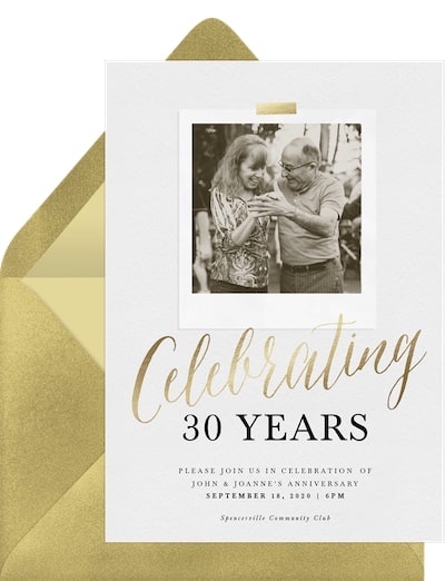 Anniversary gift for parents: Snapshot Invitation