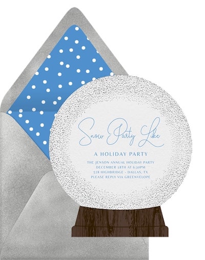 Winter birthday party ideas: Snow Globe Invitation
