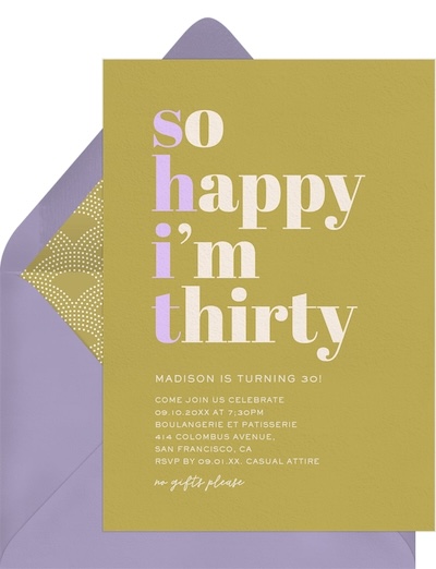 30th birthday ideas: So Happy I'm Thirty Invitation