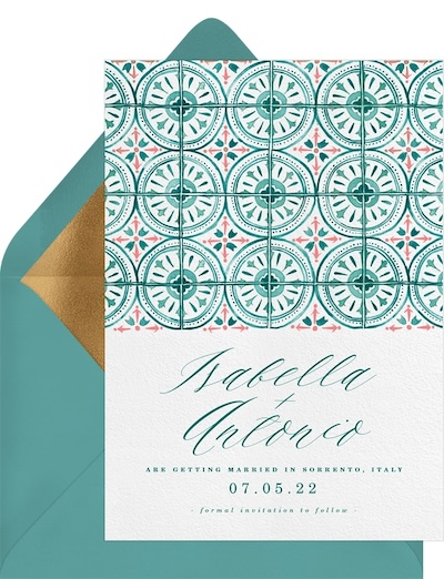 Destination wedding save the date: Sorrento Tile Save the Date