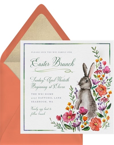 Religious Easter greetings: Spring Bunny Invitation