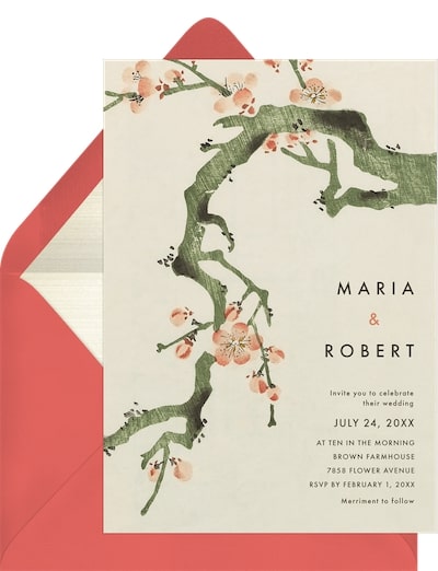 Asian wedding invitations: Spring Cherry Blossoms Invitation