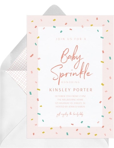 Summer baby shower themes: Sprinkle Confetti Invitation