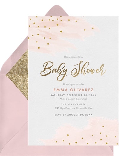 When to have a baby shower: Sprinkle of Gold Invitation