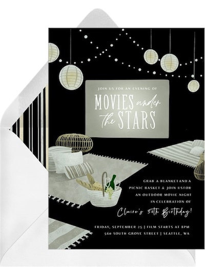 21st birthday decorations: Starlight Cinema Invitation