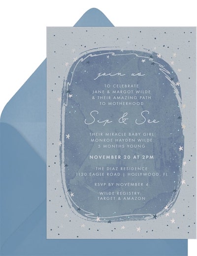 Sip and see party: Starry Capsule Invitation