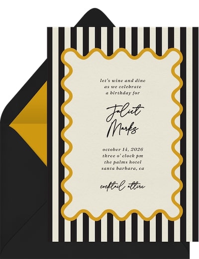 Black and white party: Stripes and Scallops Invitation