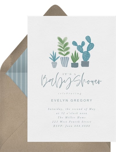 Baby shower prize ideas: Succulent Garden Invitation