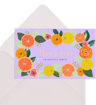 Summer Citrus Thank You Note