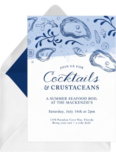 Cocktails and crustaceans: Summer seafood boil party invitations from Greenvelope