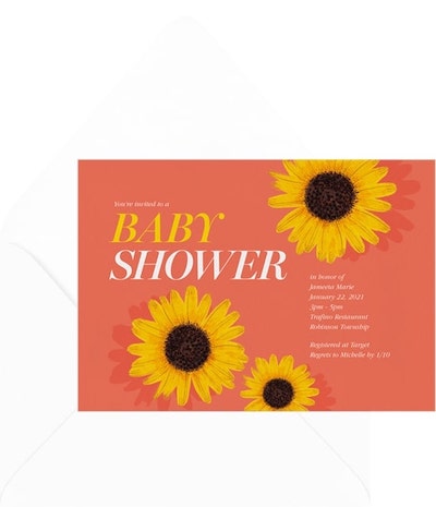 Fall themed baby shower: Sunflower Trio Invitation