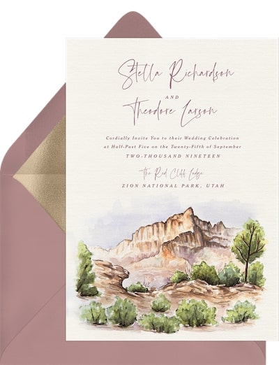 Passport wedding invitations: Sunset at Zion Invitation