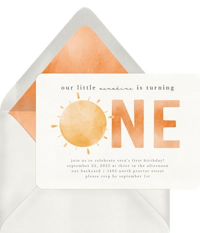 Sunshine Turns One Invitation