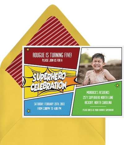 Superhero birthday invitations: Superhero Celebration Invitation