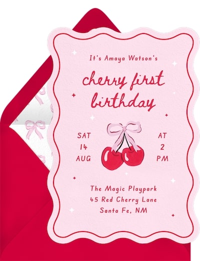 Coquette invitation: Sweet Cherries Invitation