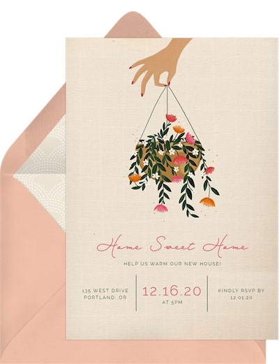 Housewarming party ideas: Sweet Hanging Plant Invitation