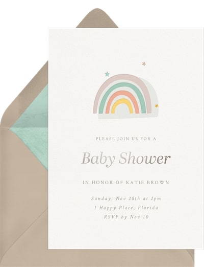 Baby shower invite wording: Sweet Rainbow Invitation