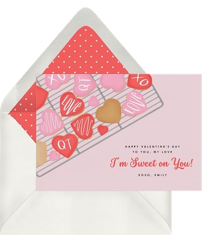 Valentine messages for girlfriend: Sweetheart Cookies Card