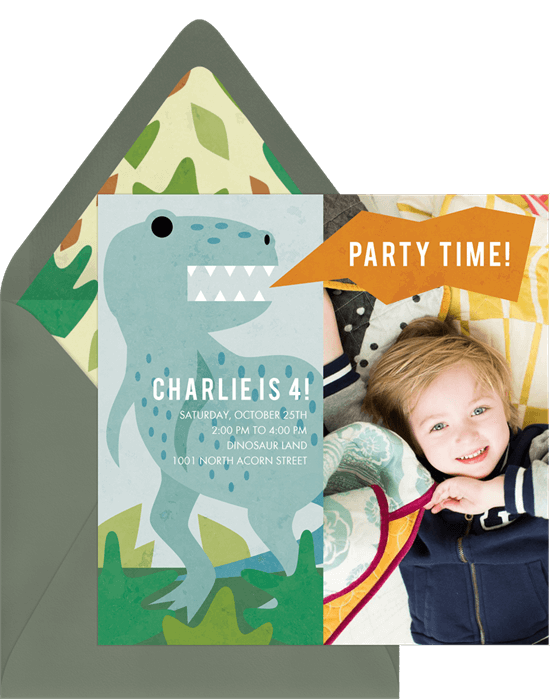 Dinosaur birthday invitations: T-Rex Time Invitation