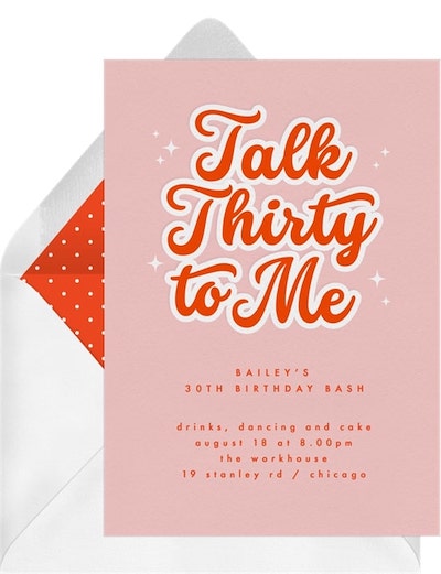 Talk Thirty To Me invitation