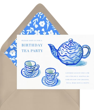 5 year old birthday party ideas: Tea Time Invitation