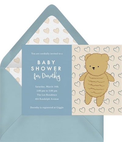 We can bearly wait baby shower: Teddy Bear Hearts Invitation