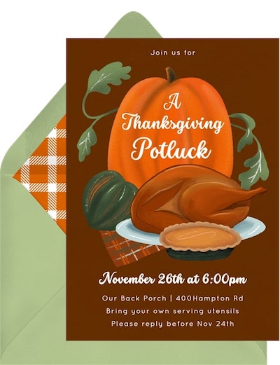 Thanksgiving Potluck Invitation