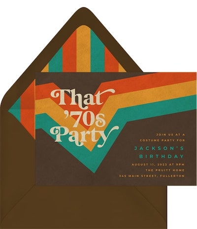 70th birthday party ideas: That 70s Party Invitation