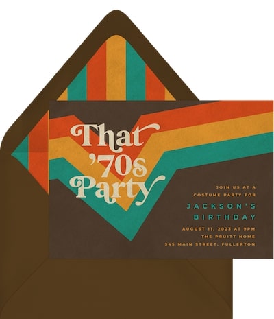 65th birthday ideas: That 70s Party Invitation