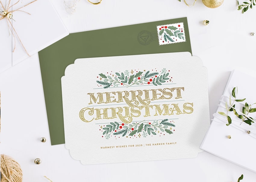 Christmas card greetings: The Merriest Card