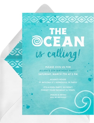 5 year old birthday party ideas: The Ocean is Calling Invitation