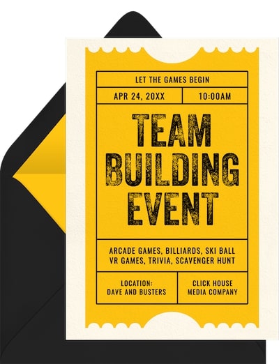 Field day games for adults: Ticket Stub Invitation