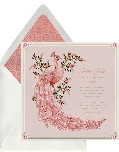 Baby shower ideas for girls: Tickled Pink Invitation
