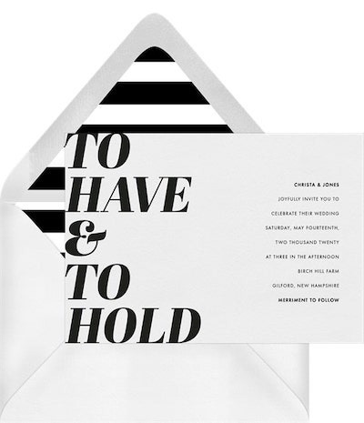 To Have and To Hold Invitation
