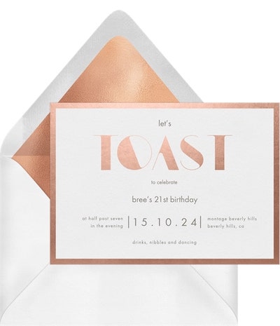 Golden birthday: Toast Invitation