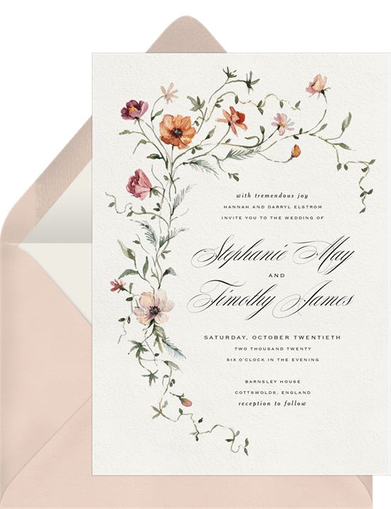 wedding invitation sets: Trailing Blooms Invitation