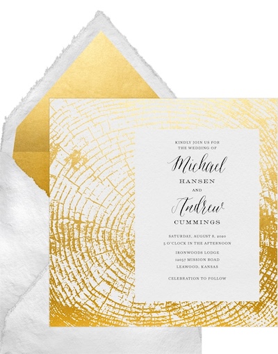 Backyard wedding: Tree Rings Invitation