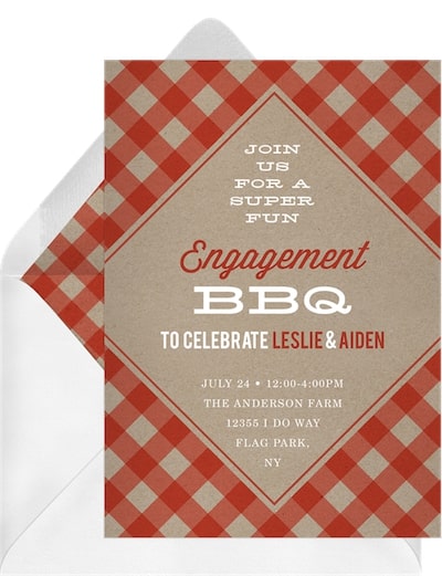 Engagement party invitations: Trendy Gingham Invitation