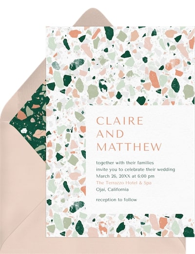 Fall colors for wedding: Trendy Terrazzo Invitation