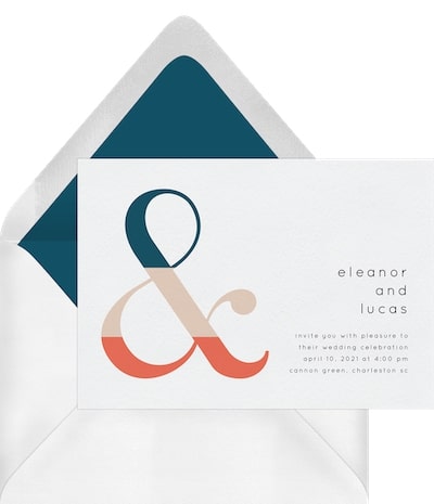 Fall wedding colors: Tri-color Ampersand Invitation