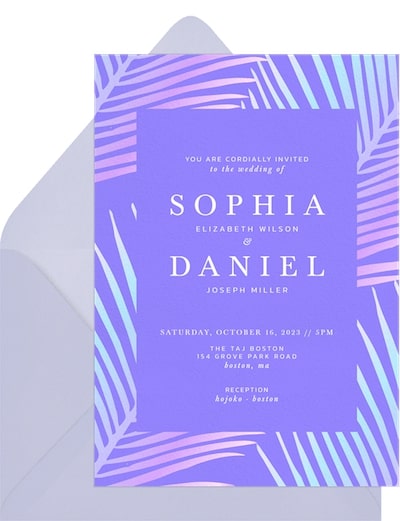 Wedding themes for summer: Tropical Gradient Invitation