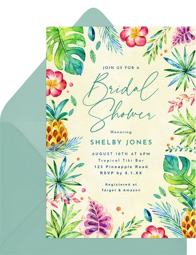 Bridal shower gift ideas: Tropical Shower Invitation