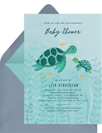 Virtual baby shower invitations: Turtle Friends Invitation