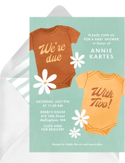 Twins baby shower invitations: Twin Onesies Invitation