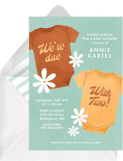 Twin baby shower ideas: Twin Onesies Invitation