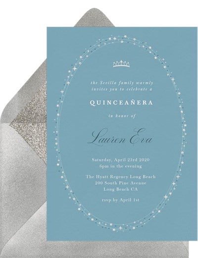 Quinceanera themes: Twinkly Tiara Invitation