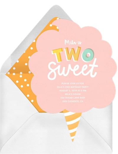 2nd birthday themes girl: Two Sweet Invitation