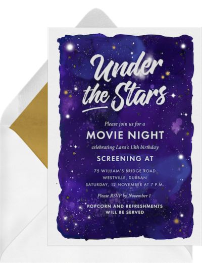 Things to do with friends at home: Under the Stars Invitation
