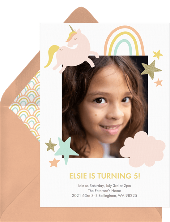 photo invitations: Unicorn Rainbow Invitation by Greenvelope